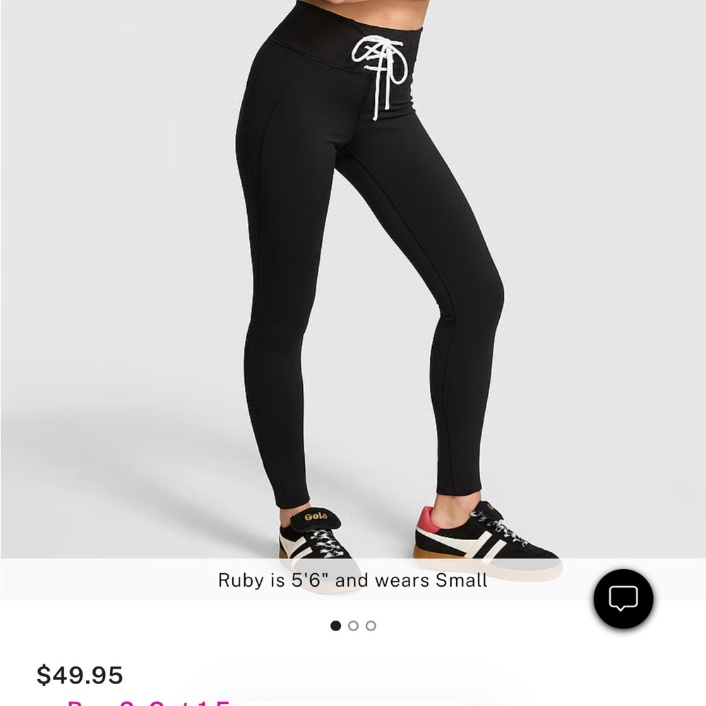 NWT PINK Victoria's Secret Black Relay Lace-Up Leggings